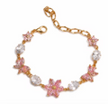 Pink Elegance 18K Gold-Plated Bracelet – Timeless Luxury & Sparkle